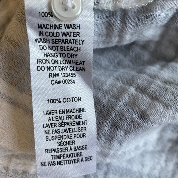 Design Lab‎ White & Grey Cotton Button Up Short Sleeve Top Size Small Medium - Picture 5 of 6